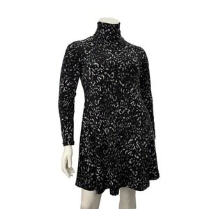 Sympli‎ Animal Print Trapeze Dress Turtleneck Corpcore Canadian Made 13
